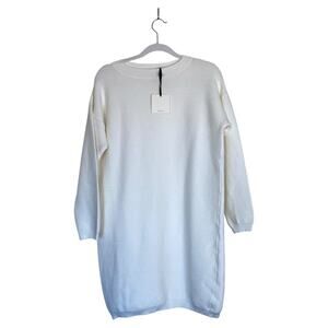 VICOLO Cream Sweater Tunic Dress White Size Medium Long Sleeve New NWT